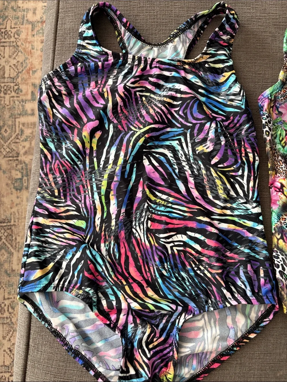 Dori Creations Kids One-Piece Swimsuit in Multicolor - Floral & Zebra Prints